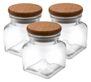 Borcan Orion cu capac de lemn 0,12 l set 3 buc