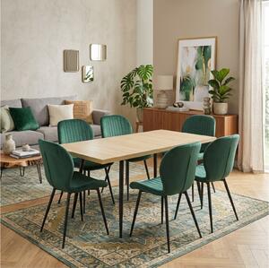 Set masă extensibilă Lisabona Stejar cu 6 Scaune Opal Verde