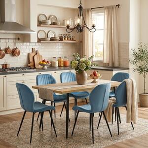 Set masă extensibilă Lisabona Stejar cu 6 Scaune Opal Blue