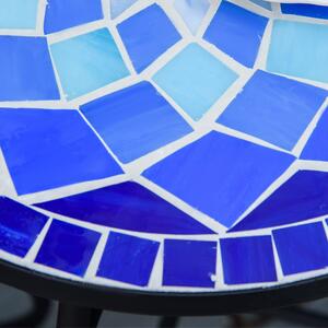 Masuta de Gradina Rotunda din Metal Outsunny, Albastru si Alb, Ф35,5x53,5cm | Aosom RO
