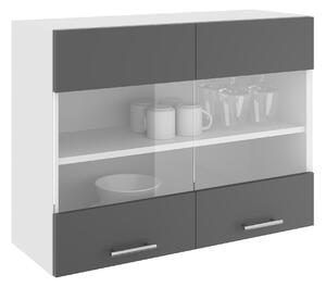 Corp haaus Karo, 2 Usi, cu sticla, Antracit/Alb, 80 x 30 x 60 cm