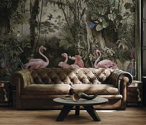 Fototapet Grup de flamingo roz într-o pădure, Fototapet designer, Fototapet populare, u73568 - Tapeko.ro