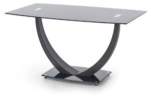 Masa ANTON, negru transparent/negru, sticla/metal, 140x80x75 cm