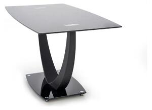 Masa ANTON, negru transparent/negru, sticla/metal, 140x80x75 cm