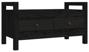 Bancă de hol, negru, 80x40x43 cm, lemn masiv pin