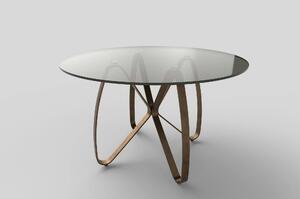 Masa LUNGO, maro/auriu, sticla securizata/metal, 120x120x76 cm