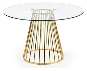 Masa sticla rotunda bucatarie LIVERPOOL, transparent/auriu, 120x120x75