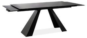 Masa moderna dining SALVADORE, negru mat, metal/sticla securizata, 160