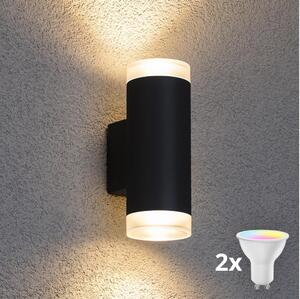 Brilagi - Aplică de perete pentru exterior LED RGBW MATERA, 2x GU10 / 4,8W / 230V, negru, IP54
