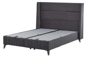 Pat CARBON 160x200, stofa clasica gri inchis - Notti 1029, cu somiera