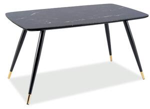 Masa CYRYL, negru cu efect de marmura, 140x80x75 cm