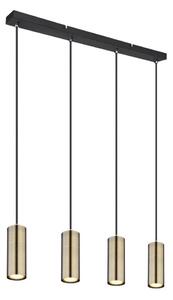 Lustră pe cablu ROBBY 4xGU10/35W/230V neagră/alamă Globo 57911-4HM