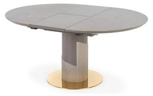 Masa eleganta living MUSCAT, gri cu efect marmura/auriu, 120/160x120x7