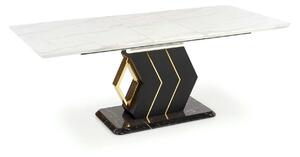 Masa extensibila VINCENZO, alb/negru/auriu, 160/200x90x77 cm