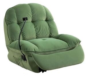 Fotoliu Recliner, suport picioare extensibil, suport telefon, Textil, Verde