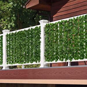 Gard paravan viu cu frunze artificiale, verde inchis, 300x100 cm