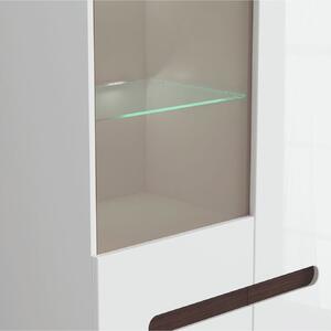 Dulap cu vitrina AZTECA alb cu iluminare LED, 90x210x41 cm