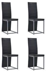 Set de mobilier, 5 piese, negru, imitație piele și oțel, sticlă