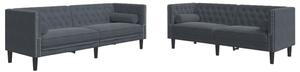 Set canapele Chesterfield cu perne rulou, 2 piese, gri, catifea