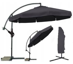 Umbrela de soare pliabila de gradina Culoare gri inchis, LEVI 350 cm