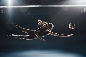 Fotografie Volleyball player jumping to the ball, Stanislaw Pytel