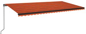 Copertină retractabilă manual, LED, portocaliu/maro, 600x350 cm