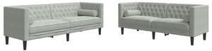 Set canapele Chesterfield cu perne rulou, 2 piese, gri, catifea