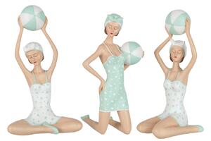 Set 3 figurine Woman Bathing Suit Sitting, Rasina, Albastru deschis, 13x13.5x24 cm