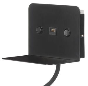 Veioză LED flexibilă cu raft și încărcare USB ONLI PLAK LED/1W/230V negru