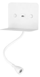 Veioză LED flexibilă cu raft și încărcare USB ONLI PLAK LED/1W/230V alb