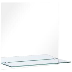 Oglindă de perete cu raft, 60 x 60 cm, sticlă securizată