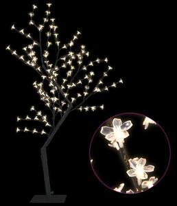 Pom de Crăciun, 128 leduri alb cald, flori de cireș, 120 cm