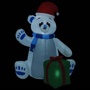 Urs polar gonflabil de Crăciun cu LED, 2,4 m, interior/exterior