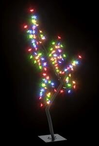 Pom Crăciun, 128 LED-uri lumină colorată, flori de cireș, 120cm