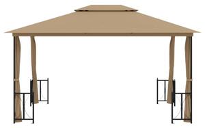Foișor cu pereți laterali și acoperișuri duble 3x4 m gri taupe