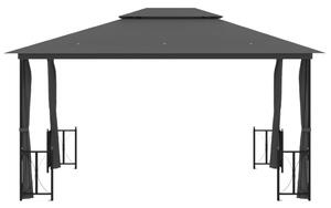 Foișor cu pereți laterali și acoperișuri duble antracit 3x4 m