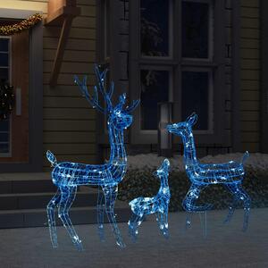 Decorațiune de Crăciun familie reni 300 LED-uri albastru acril