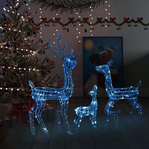 Decorațiune de Crăciun familie reni 300 LED-uri albastru acril