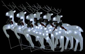 Reni de Crăciun, 6 buc., alb, 120 LED-uri
