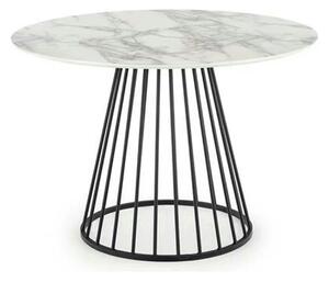 Masa rotunda sufragerie BRODWAY, alb cu efect de marmura, 110x110x75 c