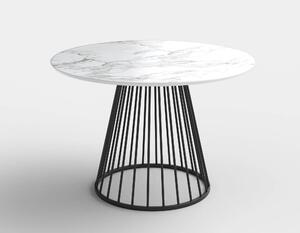 Masa rotunda sufragerie BRODWAY, alb cu efect de marmura, 110x110x75 c