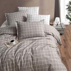 Lenjerie de pat dublu Bumbac 100% Ranforce 4 piese cearsaf pat 240 x 260 cm si pilota 200x230 cm, 2 fete perne 50x70 cm, Modern Bej, Pucioasa R