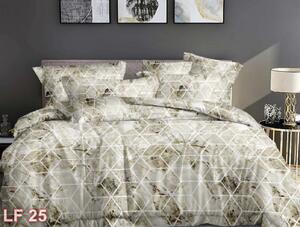 Lenjerie de pat 2 persoane, finet, 6 piese, bej , cu linii albe, LF25