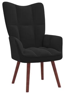 Scaun de relaxare, negru, catifea