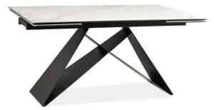 Masa extensibila WESTIN III, alb/negru, sticla/metal, 180-260x90x77 cm