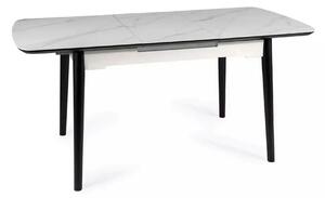 Masa extensibila APOLLO, alb cu efect de marmura/negru, 120/160x80x76