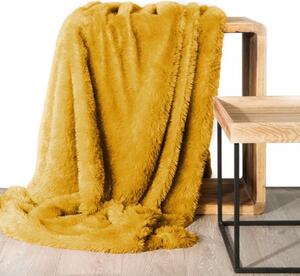 Pătură moale, păroasă, de culoare galben muștar Lăţime: 200 cm | Lungime: 220 cm