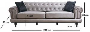 Canapea Extensibilă cu 3 Locuri Polyanna - Grey