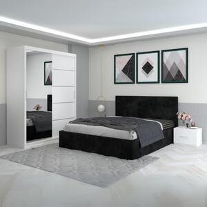 Dormitor Filip Negru Cu Pat Tapitat Catifea 160x200