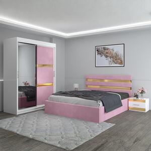 Dormitor Clio Roz Cu Dulap Tapitat 160x200